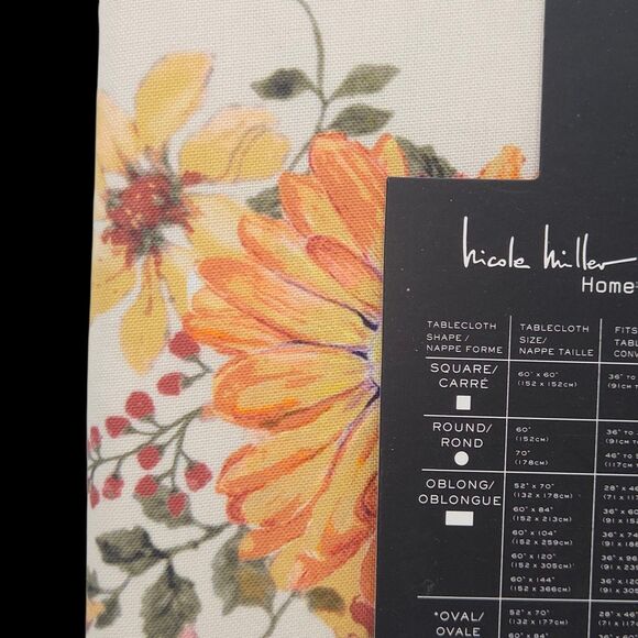 Nicole Miller Autumn Floral‎ Tablecloth 60x84in Oblong Multi - Picture 6 of 11
